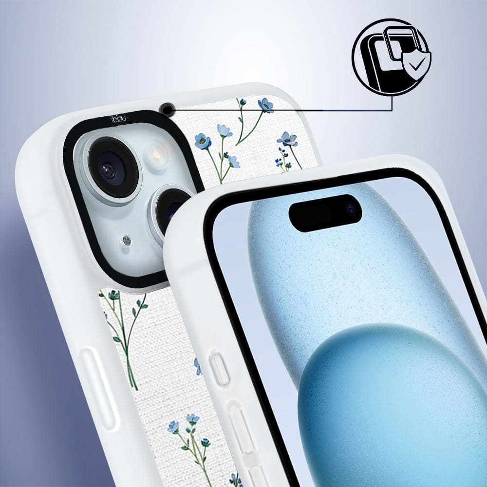 Etui do iPhone 15 IBIZU DropGuard Matt z MagSafe, Pastel Bloom, Niebieski sen - obrazek 3