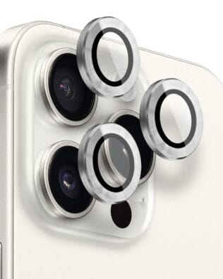 Metalowa osłona obiektywu aparatu ze szkła hartowanego 9H do iPhone 16 Pro, 1 zestaw, srebrna