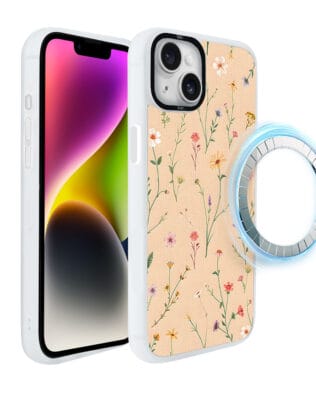 Etui do iPhone 14 Plus IBIZU DropGuard Matt z MagSafe, Pastel Bloom, Koralowa łąka