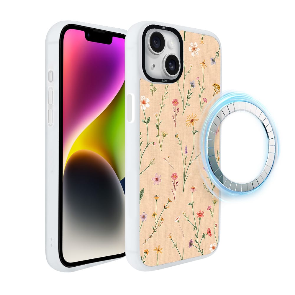 Etui do iPhone 14 Plus IBIZU DropGuard Matt z MagSafe, Pastel Bloom, Koralowa łąka