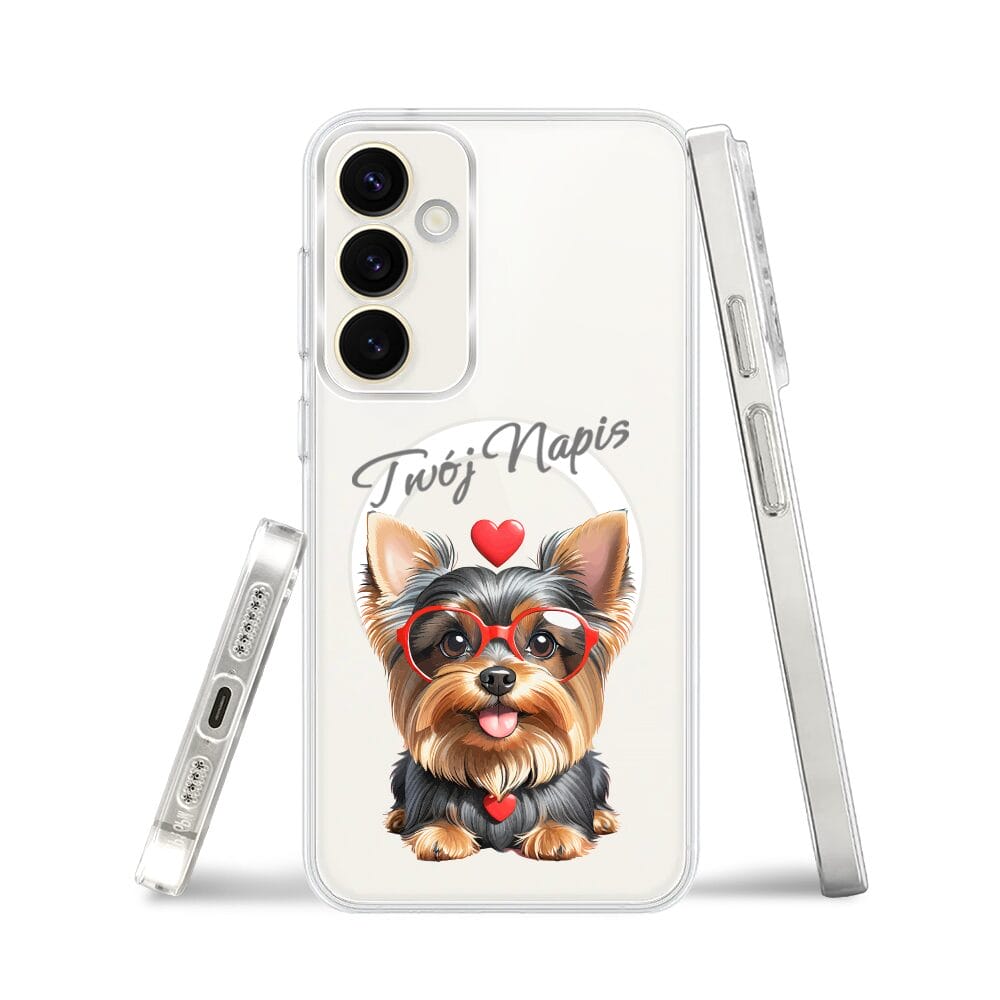 Etui do Samsung Galaxy S23 z MagSafe przeźroczyste, silikonowe Flexi, Puppy Love, pies rasy York - obrazek 3