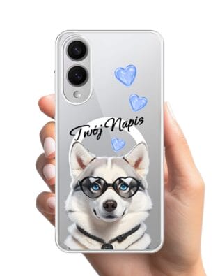 Etui do Samsung Galaxy S25 Edge z MagSafe przeźroczyste, silikonowe Flexi, Puppy Love, pies rasy Husky