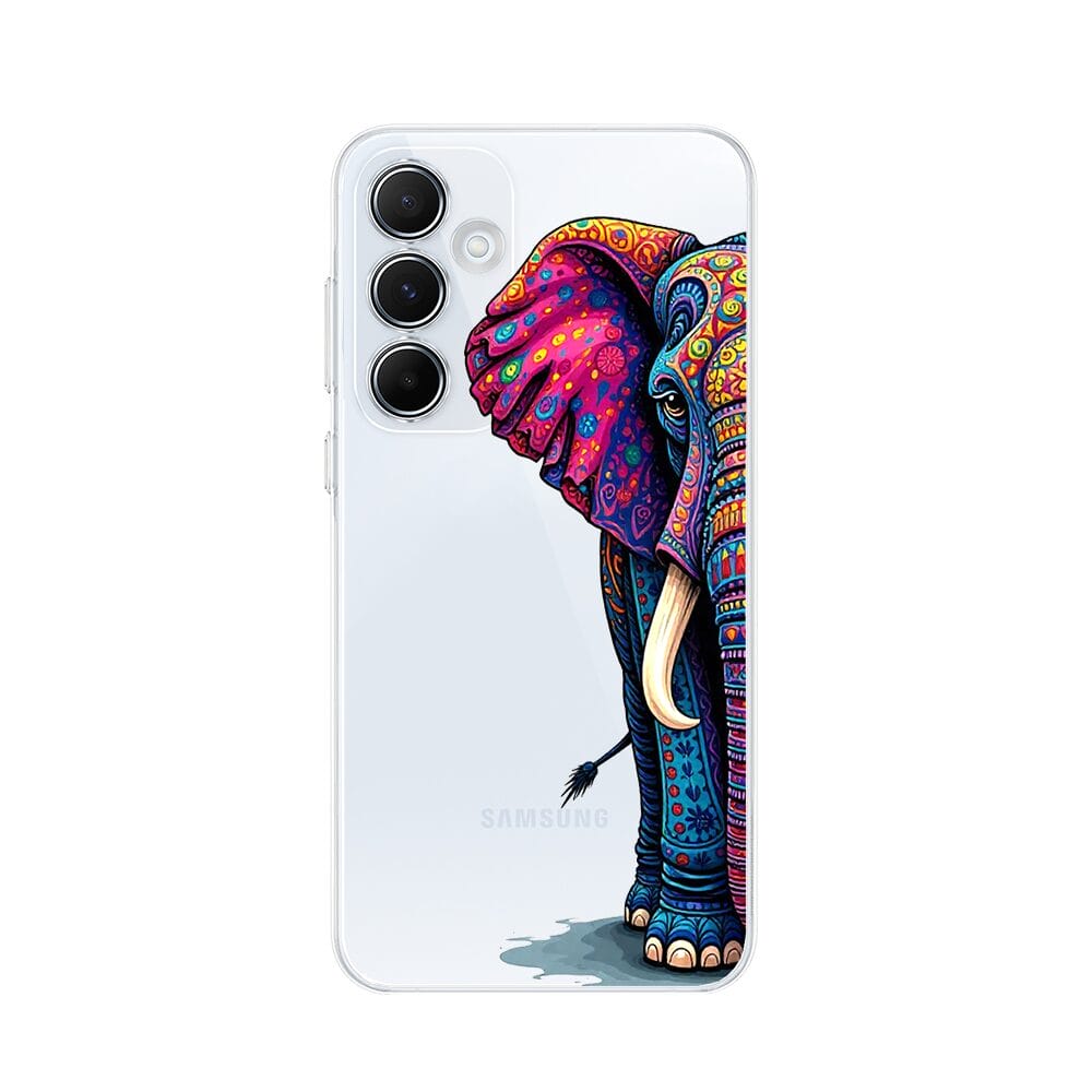 Etui do Samsung Galaxy M35 5G przeźroczyste, silikonowe Flexi, Dzika Mandala, Słoń