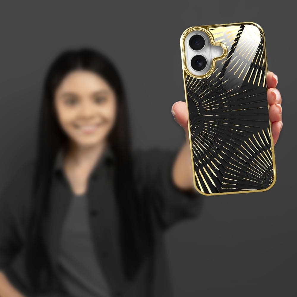 Etui do iPhone 16 IBIZU Elite Glass z MagSafe, Mistyczne wzory, Boski promień czarne, złote - obrazek 5