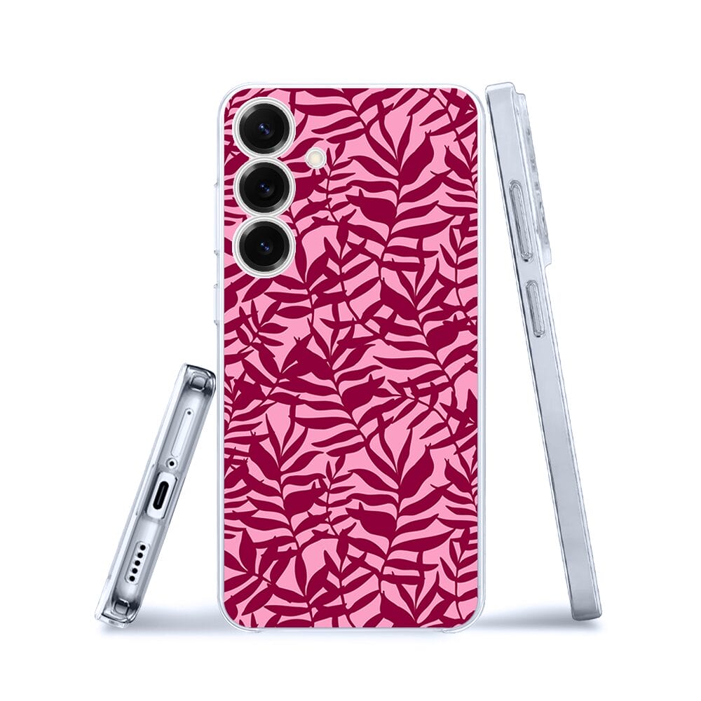 Etui do Samsung Galaxy S25 Plus przeźroczyste, silikonowe Flexi, bordowe liście - obrazek 3