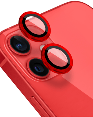 Metalowa osłona obiektywu aparatu ze szkła hartowanego 9H do iPhone 12, 1 zestaw, czerwona