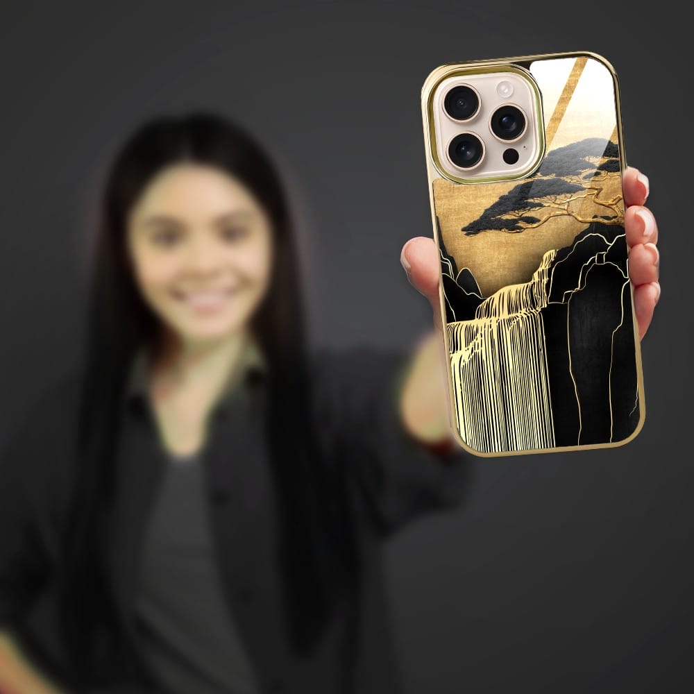 Etui do iPhone 16 Pro IBIZU Elite Glass z MagSafe Magia Azji, Złoty wodospad, złote - obrazek 6