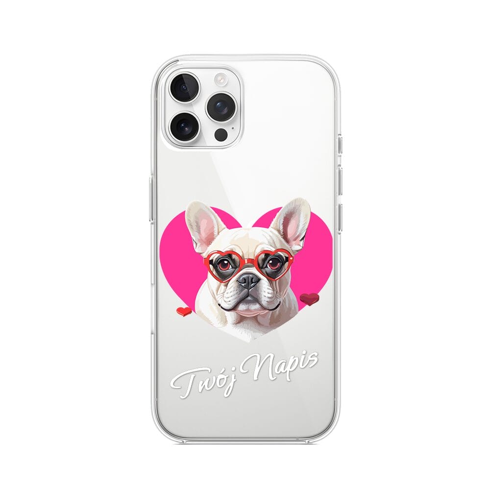 Etui do iPhone 12 Pro Max przeźroczyste, silikonowe Flexi, Puppy Love, pies rasy Buldog Francuski