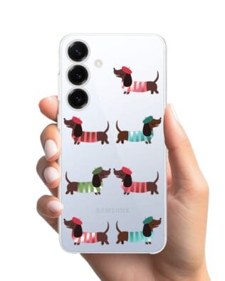 Etui do Samsung Galaxy S25 Plus przeźroczyste, silikonowe Flexi, jamnik w Paryżu