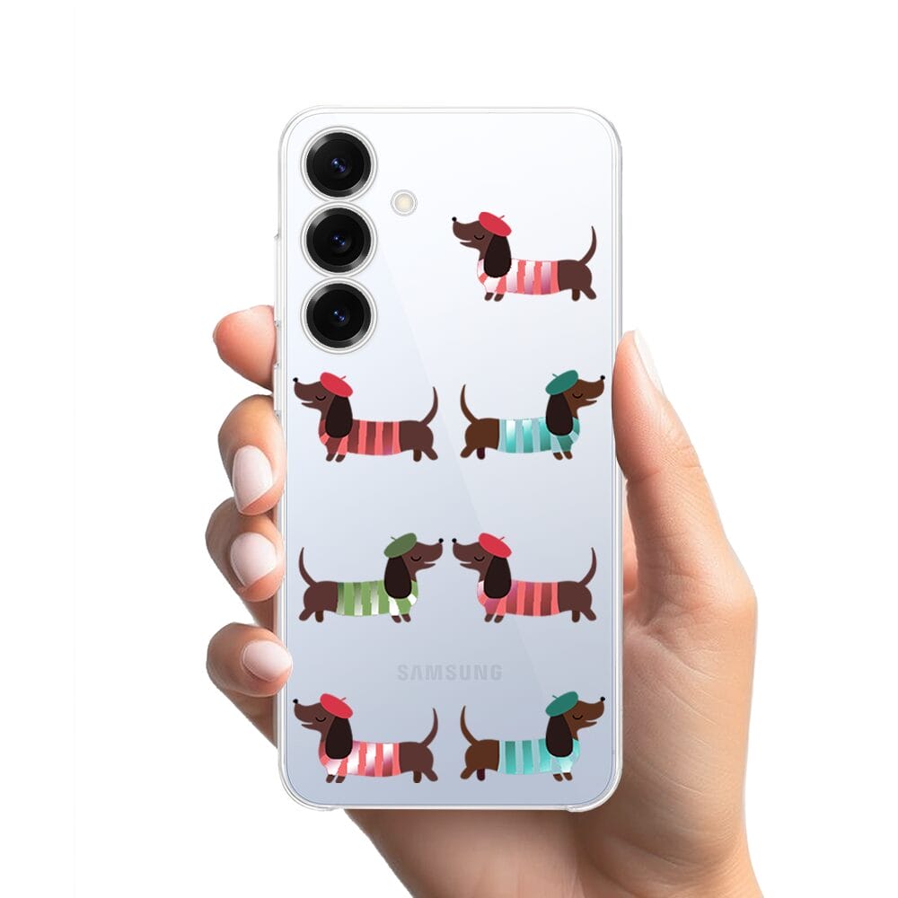 Etui do Samsung Galaxy S25 Plus przeźroczyste, silikonowe Flexi, jamnik w Paryżu - obrazek 2