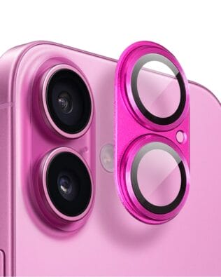 Metalowa osłona na cały aparat z wbudowanymi szkłami do iPhone 16, różowa