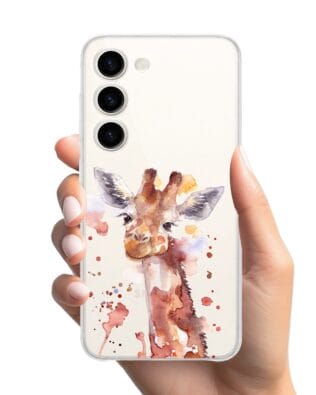 Etui do Samsung Galaxy S23 FE 5G przeźroczyste, silikonowe Flexi, Akwarelowe Zoo, Żyrafa