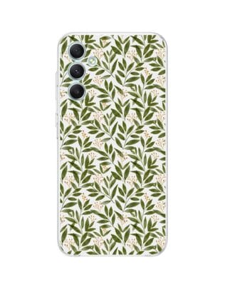 Etui do Samsung Galaxy A34 5G przeźroczyste, silikonowe Flexi, zielone gałązki