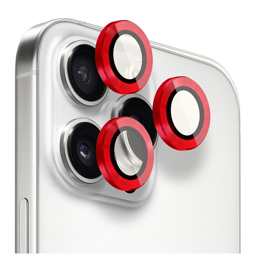 Metalowa osłona obiektywu aparatu ze szkła hartowanego 9H do iPhone 16 Pro, 1 zestaw, czerwona - obrazek 2