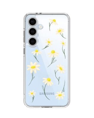 Etui do Samsung Galaxy S24 FE przeźroczyste, silikonowe Flexi, stokrotki