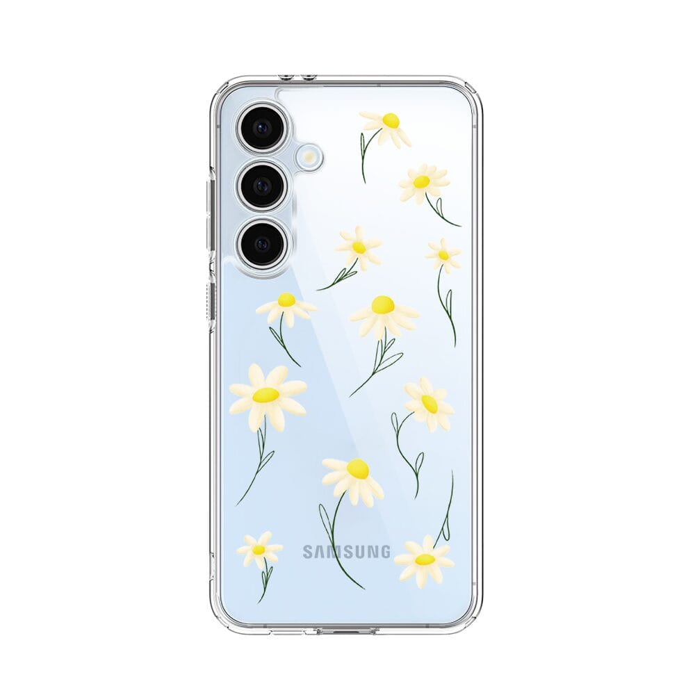 Etui do Samsung Galaxy S24 FE przeźroczyste, silikonowe Flexi, stokrotki