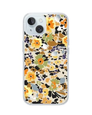 Etui do iPhone 15 Plus z MagSafe przeźroczyste, silikonowe Flexi, malowane kwiatki