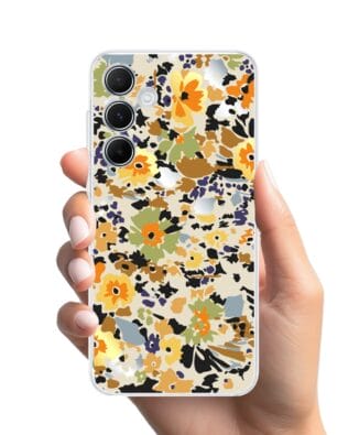 Etui do Samsung Galaxy A55 5G przeźroczyste, silikonowe Flexi, malowane kwiatki