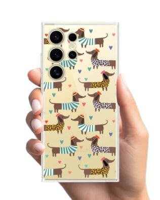 Etui do Samsung Galaxy S24 Ultra przeźroczyste, silikonowe Flexi, zakochane jamniki