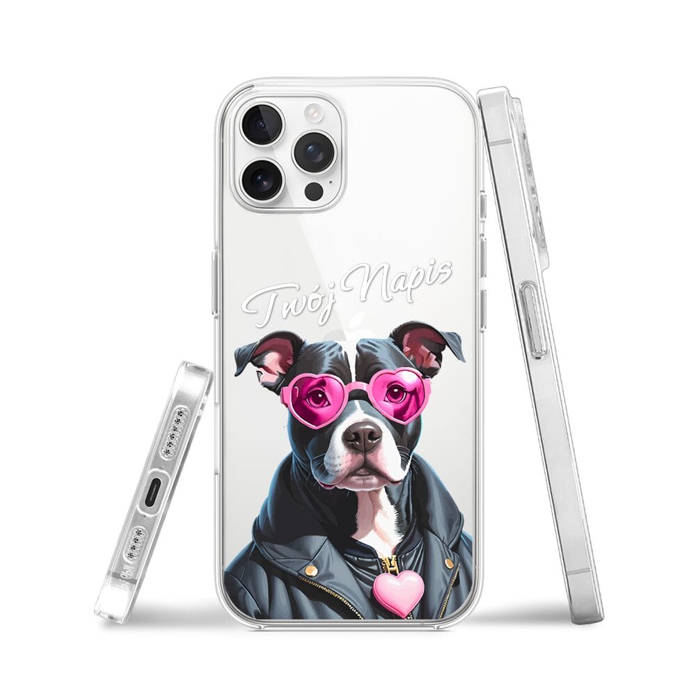 Etui do iPhone 12 Pro przeźroczyste, silikonowe Flexi, Puppy Love, pies rasy Amstaff - obrazek 3