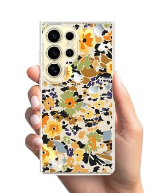 Etui do Samsung Galaxy S24 Ultra z MagSafe przeźroczyste, silikonowe Flexi, malowane kwiatki