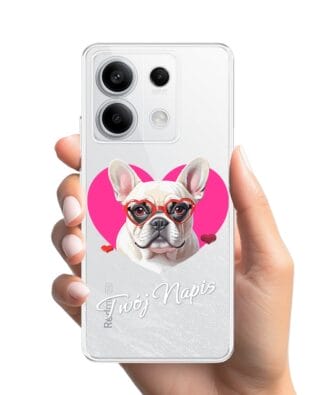 Etui do Xiaomi Redmi Note 13 Pro 5G przeźroczyste, silikonowe Flexi, Puppy Love, pies rasy Buldog Francuski