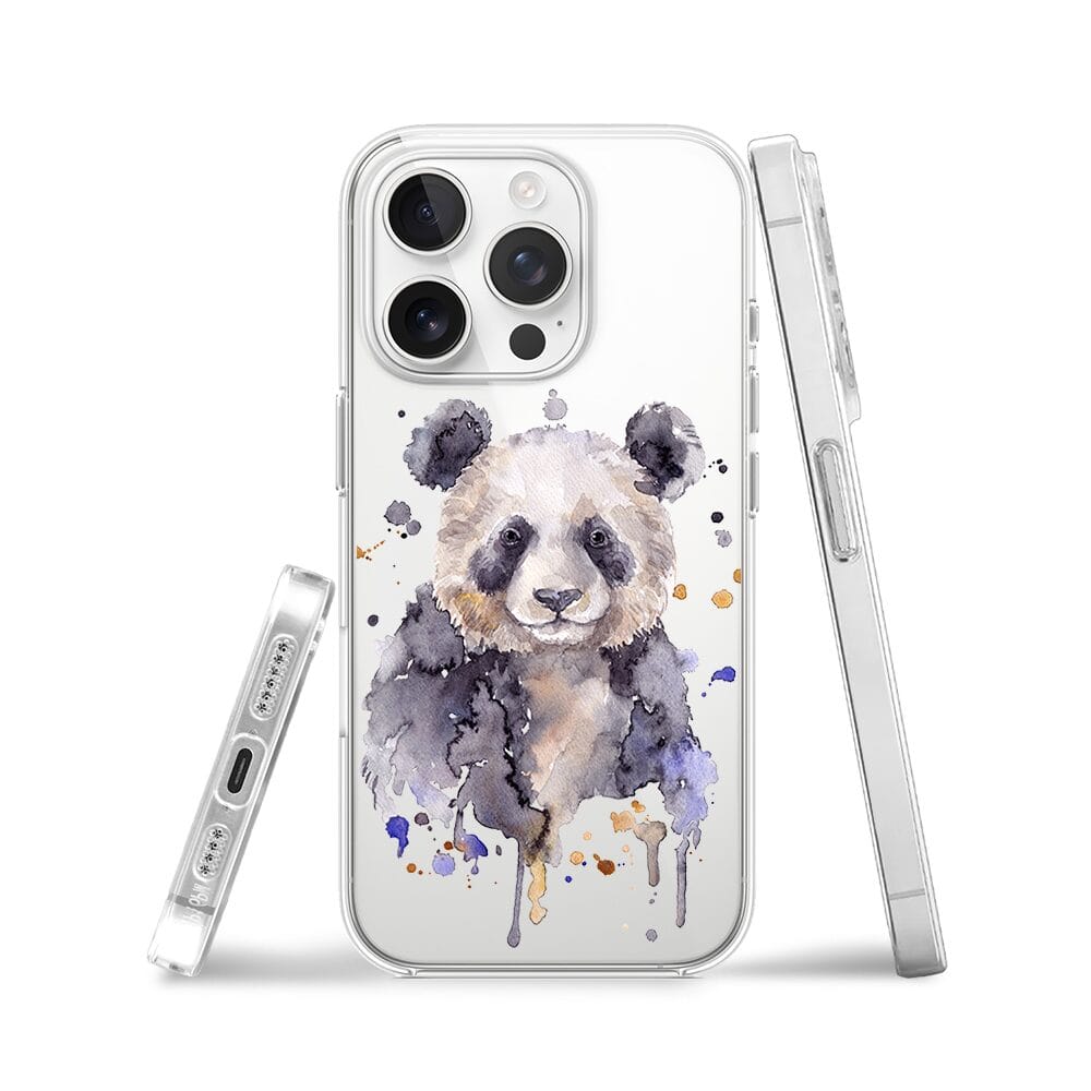Etui do iPhone 13 Pro przeźroczyste, silikonowe Flexi, Akwarelowe Zoo, Panda - obrazek 3