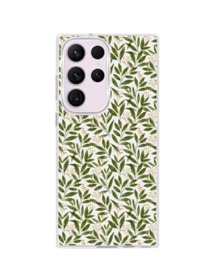 Etui do Samsung Galaxy S23 Ultra z MagSafe przeźroczyste, silikonowe Flexi, zielone gałązki