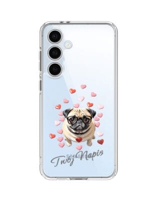 Etui do Samsung Galaxy S24 FE przeźroczyste, silikonowe Flexi, Puppy Love, pies rasy Mops