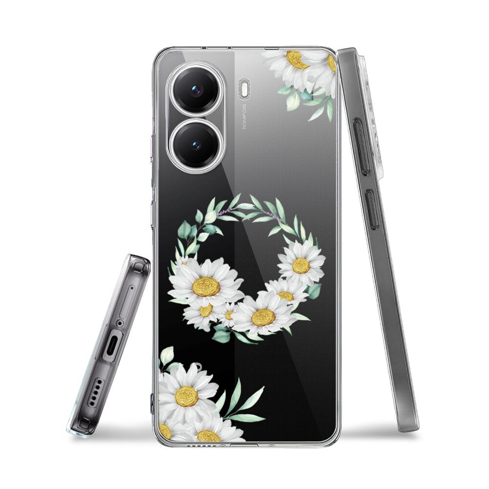 Etui do Xiaomi POCO X7 Pro przeźroczyste, silikonowe Flexi, wianek stokrotek - obrazek 3