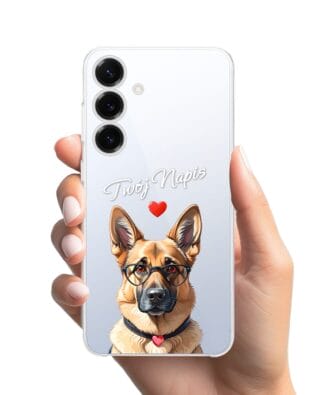 Etui do Samsung Galaxy S25 Plus przeźroczyste, silikonowe Flexi, Puppy Love, pies rasy Owczarek Niemiecki