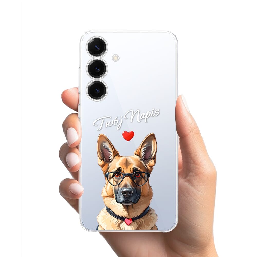 Etui do Samsung Galaxy S25 Plus przeźroczyste, silikonowe Flexi, Puppy Love, pies rasy Owczarek Niemiecki - obrazek 2