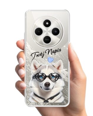 Etui do Xiaomi POCO C75 przeźroczyste, silikonowe Flexi, Puppy Love, pies rasy Husky