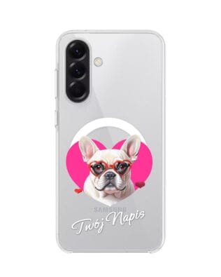 Etui do Samsung Galaxy A56 5G z MagSafe przeźroczyste, silikonowe Flexi, Puppy Love, pies rasy Buldog Francuski