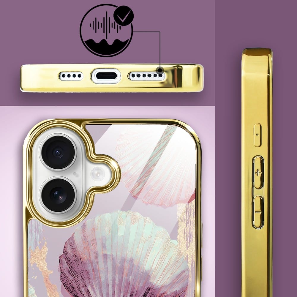 Etui do iPhone 16 Plus IBIZU Elite Glass z MagSafe Morze, Perłowa Muszla, złote - obrazek 4