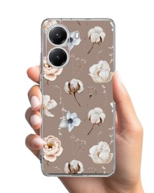 Etui do Xiaomi POCO X7 Pro przeźroczyste, silikonowe Flexi, akwarelowe kwiatki