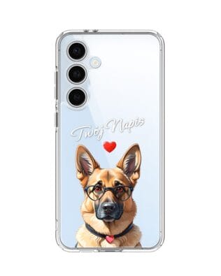 Etui do Samsung Galaxy S24 FE przeźroczyste, silikonowe Flexi, Puppy Love, pies rasy Owczarek Niemiecki