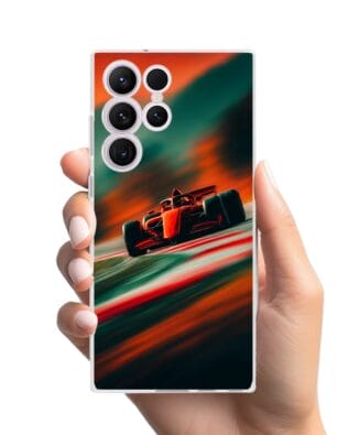 Etui do Samsung Galaxy S23 Ultra przeźroczyste, silikonowe Flexi, Szybkie Auta, Wyścig F1