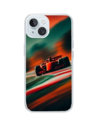 Etui do iPhone 15 Plus przeźroczyste, silikonowe Flexi, Szybkie Auta, Wyścig F1