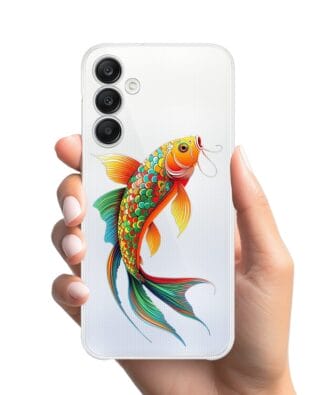 Etui do Samsung Galaxy A25 5G przeźroczyste, silikonowe Flexi, Dzika Mandala, Złota ryba