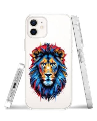 Etui do iPhone 12 Mini z MagSafe przeźroczyste, silikonowe Flexi, Dzika Mandala, Lew
