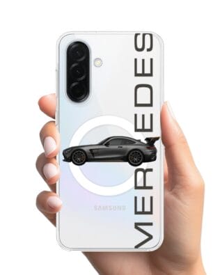 Etui do Samsung Galaxy A36 5G z MagSafe przeźroczyste, silikonowe Flexi, Szybkie Auta, Stalowe AMG-GT