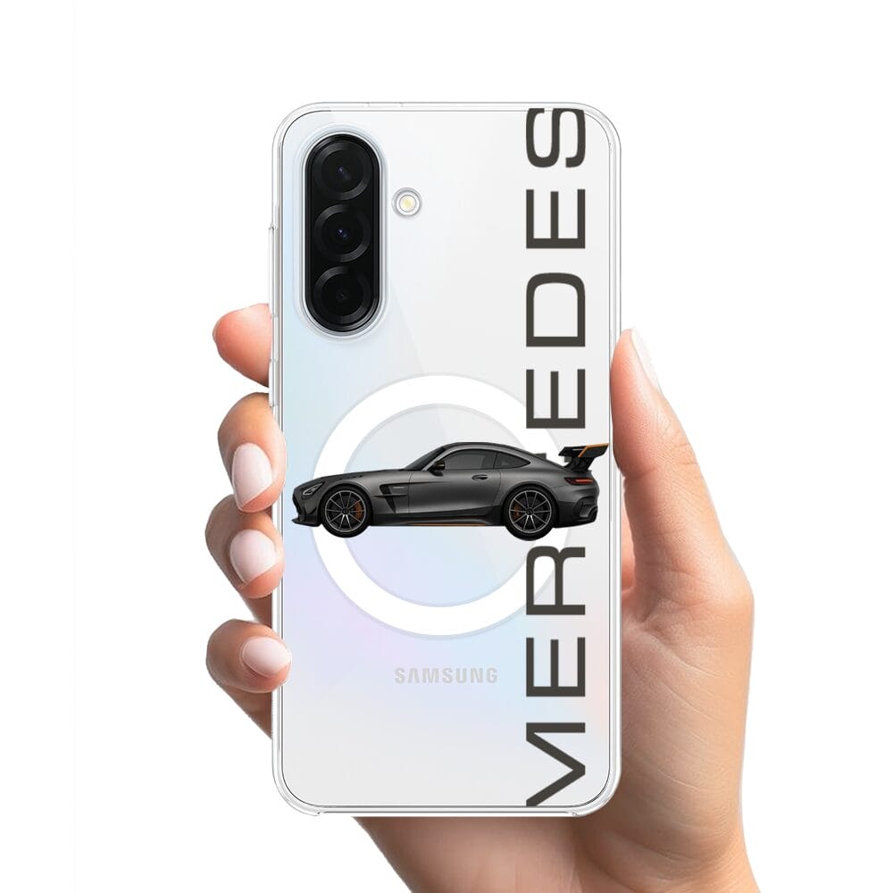 Etui do Samsung Galaxy A36 5G z MagSafe przeźroczyste, silikonowe Flexi, Szybkie Auta, Stalowe AMG-GT - obrazek 2