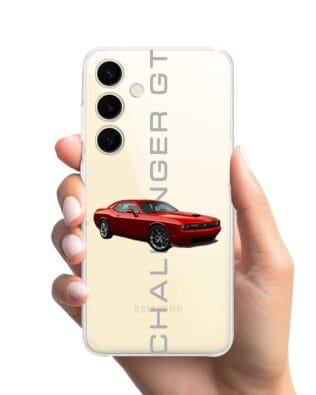 Etui do Samsung Galaxy S24 przeźroczyste, silikonowe Flexi, Szybkie Auta, czerwony Challenger GT