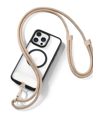 Smycz do telefonu, regulowana, beżowa