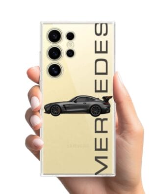 Etui do Samsung Galaxy S24 Ultra przeźroczyste, silikonowe Flexi, Szybkie Auta, Stalowe AMG-GT