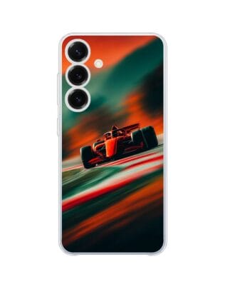 Etui do Samsung Galaxy S25 przeźroczyste, silikonowe Flexi, Szybkie Auta, Wyścig F1