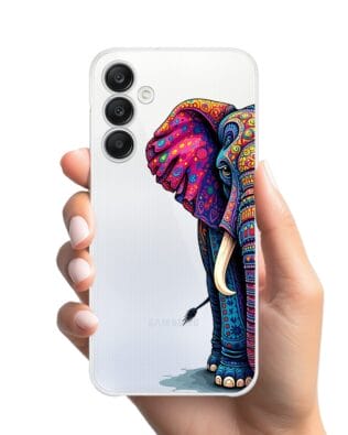 Etui do Samsung Galaxy A25 5G przeźroczyste, silikonowe Flexi, Dzika Mandala, Słoń