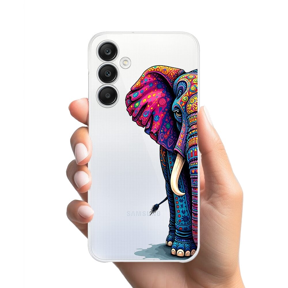 Etui do Samsung Galaxy A25 5G przeźroczyste, silikonowe Flexi, Dzika Mandala, Słoń - obrazek 2