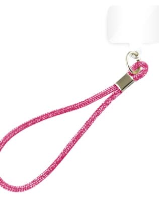 Krótka smycz, pasek na nadgarstek do telefonu, ciemny różowy, błyszcząca